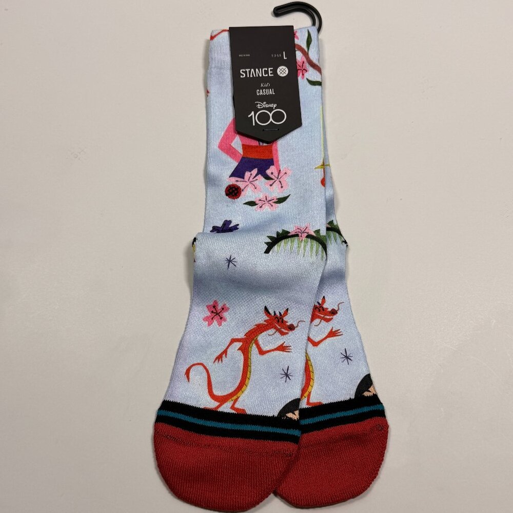 NWT Stance Kid's Disney 100 Mulan Theme Socks - Crew Height -  Large (Y 3 - 5.5)
